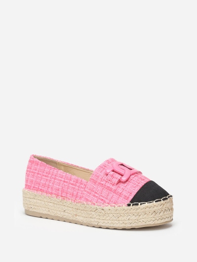 Espadrilles fuchsia effet tweed avec bride