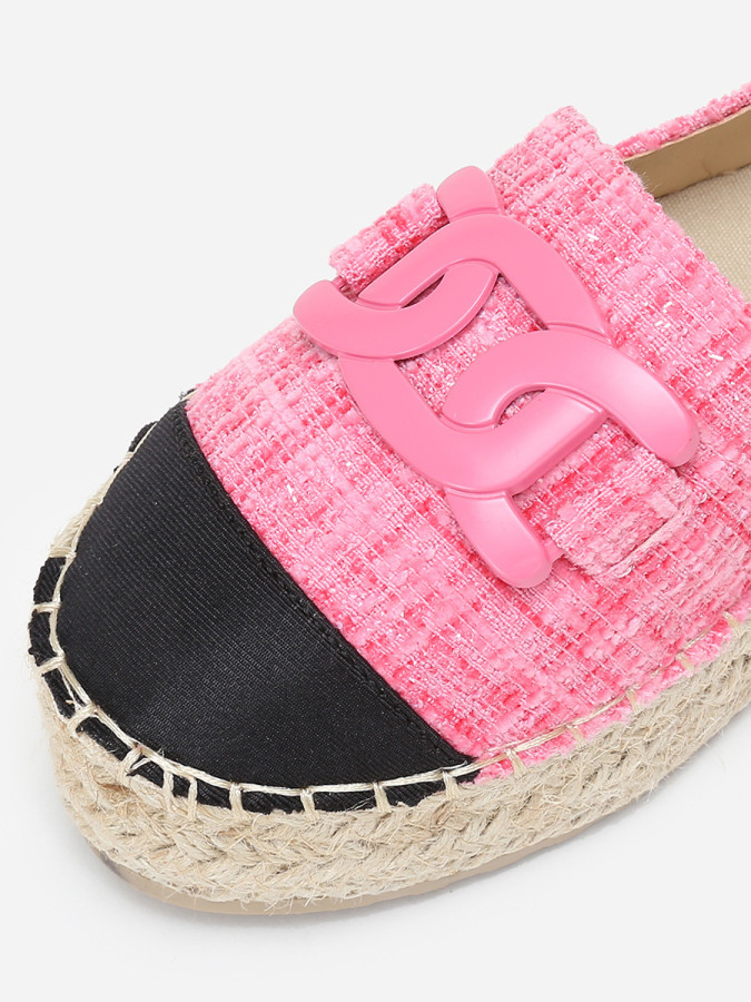 Espadrilles fuchsia effet tweed avec bride