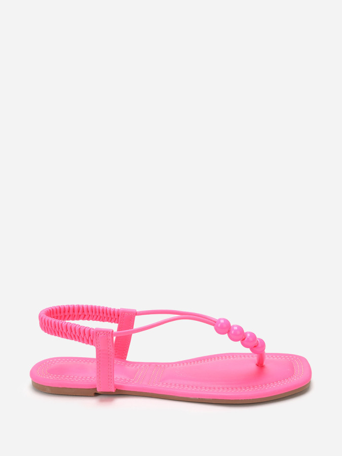 Nu-pieds carrés fuchsia à perles