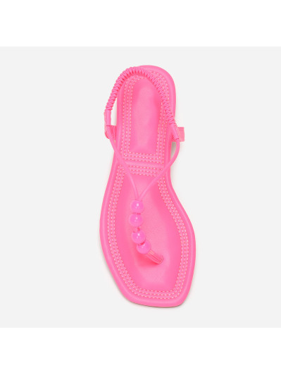 Nu-pieds carrés fuchsia à perles