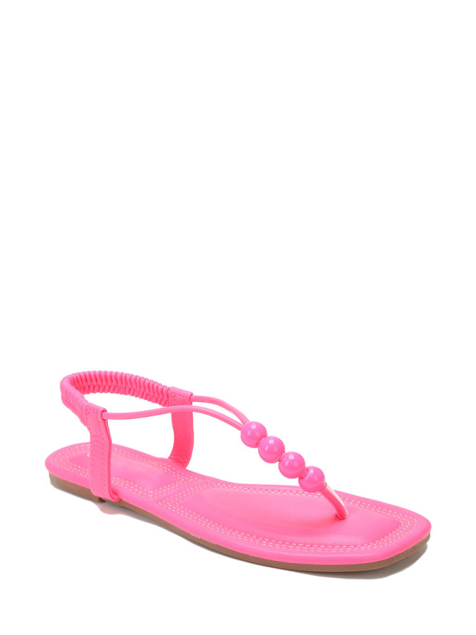 Nu-pieds carrés fuchsia à perles