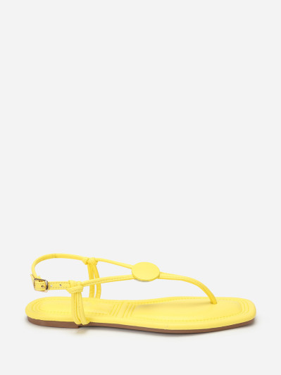 Nu-pieds jaunes à empiècement rond