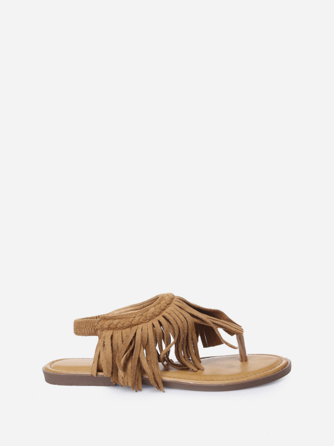 Nu-pieds  à franges en suédine