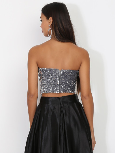 Bustier en velours brodé de sequins