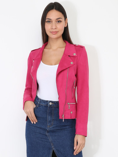 Veste biker ajustée en suédine