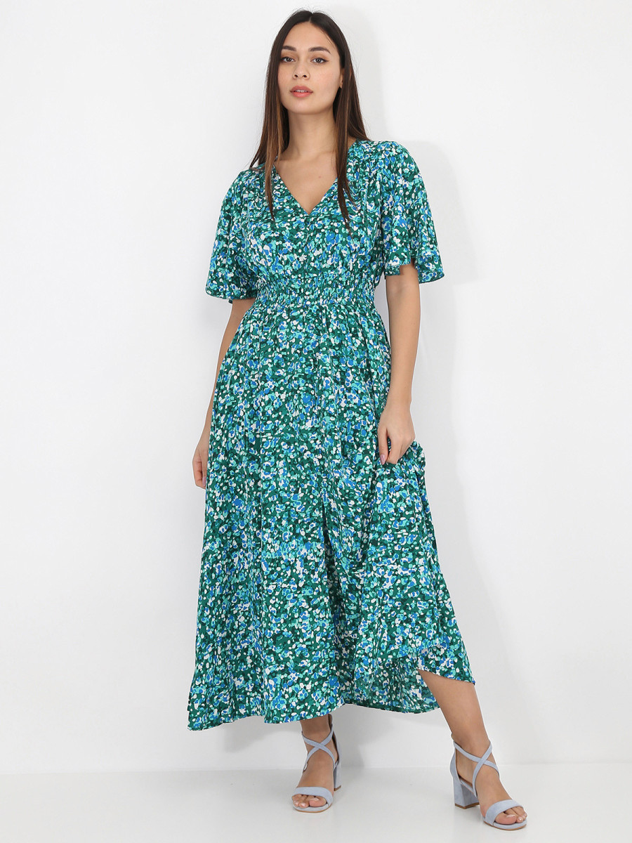 Robe longue à motif tacheté Robe longue à motif tacheté
