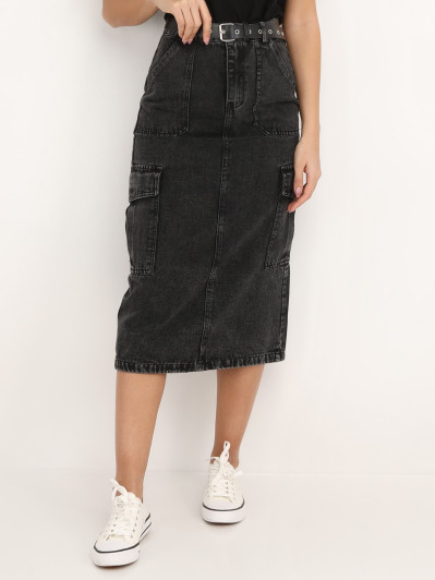 Jupe cargo en jeans avec ceinture