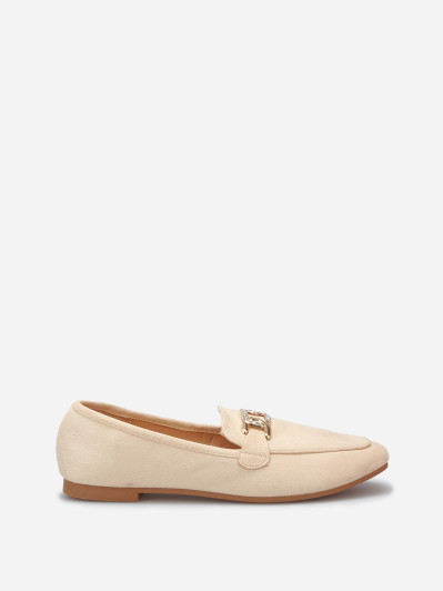 Mocassins en suédine à boucle en strass