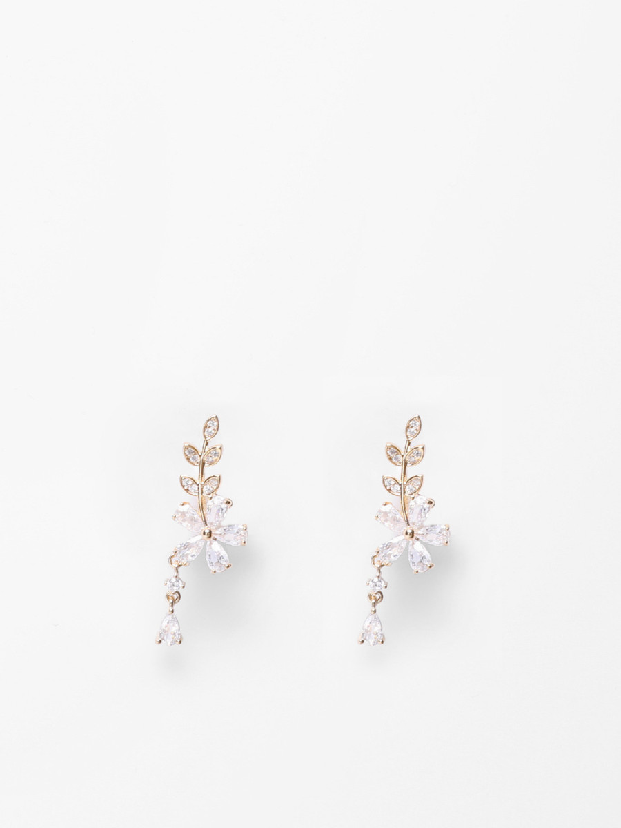 Boucles d'oreilles fleur à strass avec pendentif Boucles d'oreilles fleur à strass avec pendentif