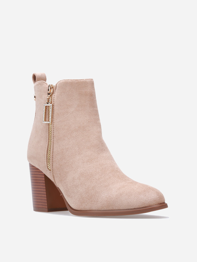 Bottines en suédine à zip décoratif