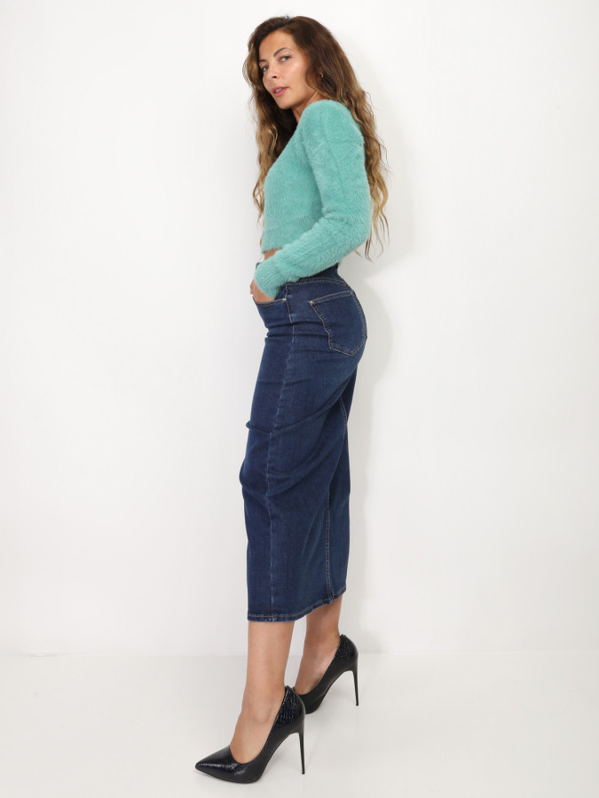 Jupe longue en jeans fendue