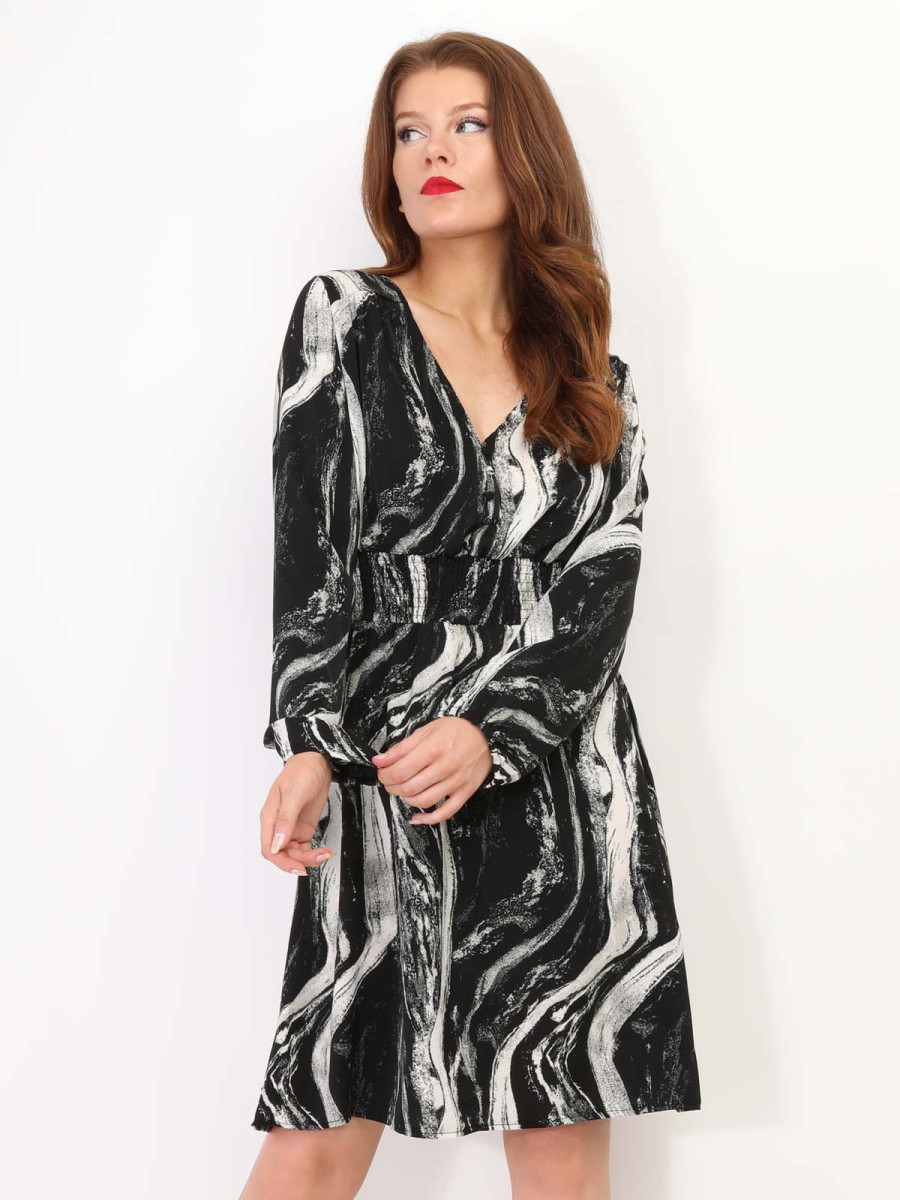 Robe évasée à motif mabré Robe évasée à motif mabré
