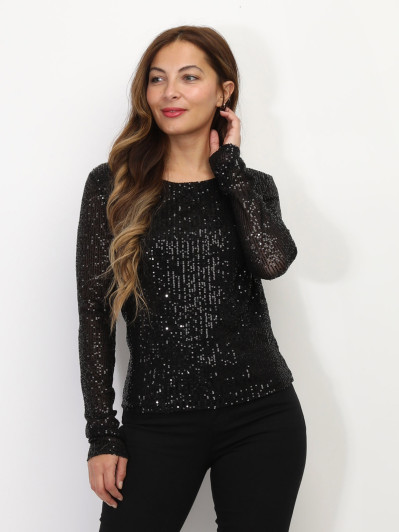 Top en sequins à manches longues