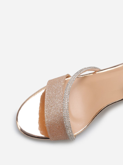 Sandales pailletées avec bride à strass