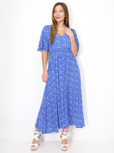 Robe longue à fleurs boutonnée et fendue