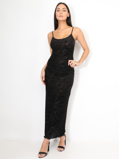 Robe longue en velours dévoré