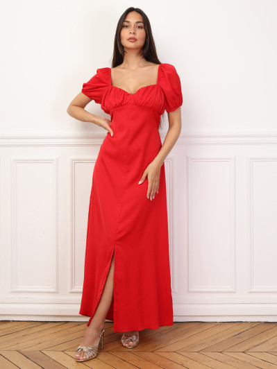 Robe satinée à manches ballons