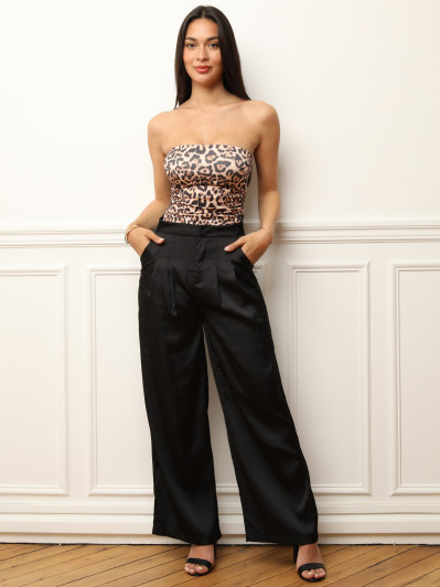 Pantalon à pinces fluide et satiné