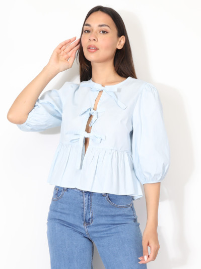 Blouse à nœuds et manches ballons