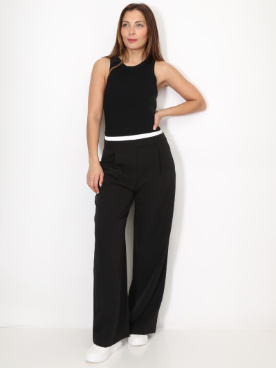 Pantalon de costume à taille contrastante