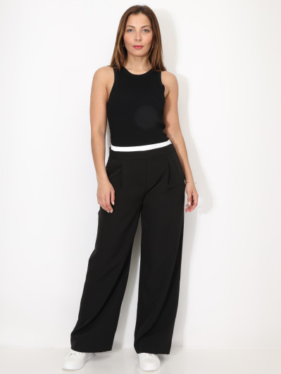 Pantalon de costume à taille contrastante