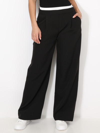 Pantalon de costume à taille contrastante