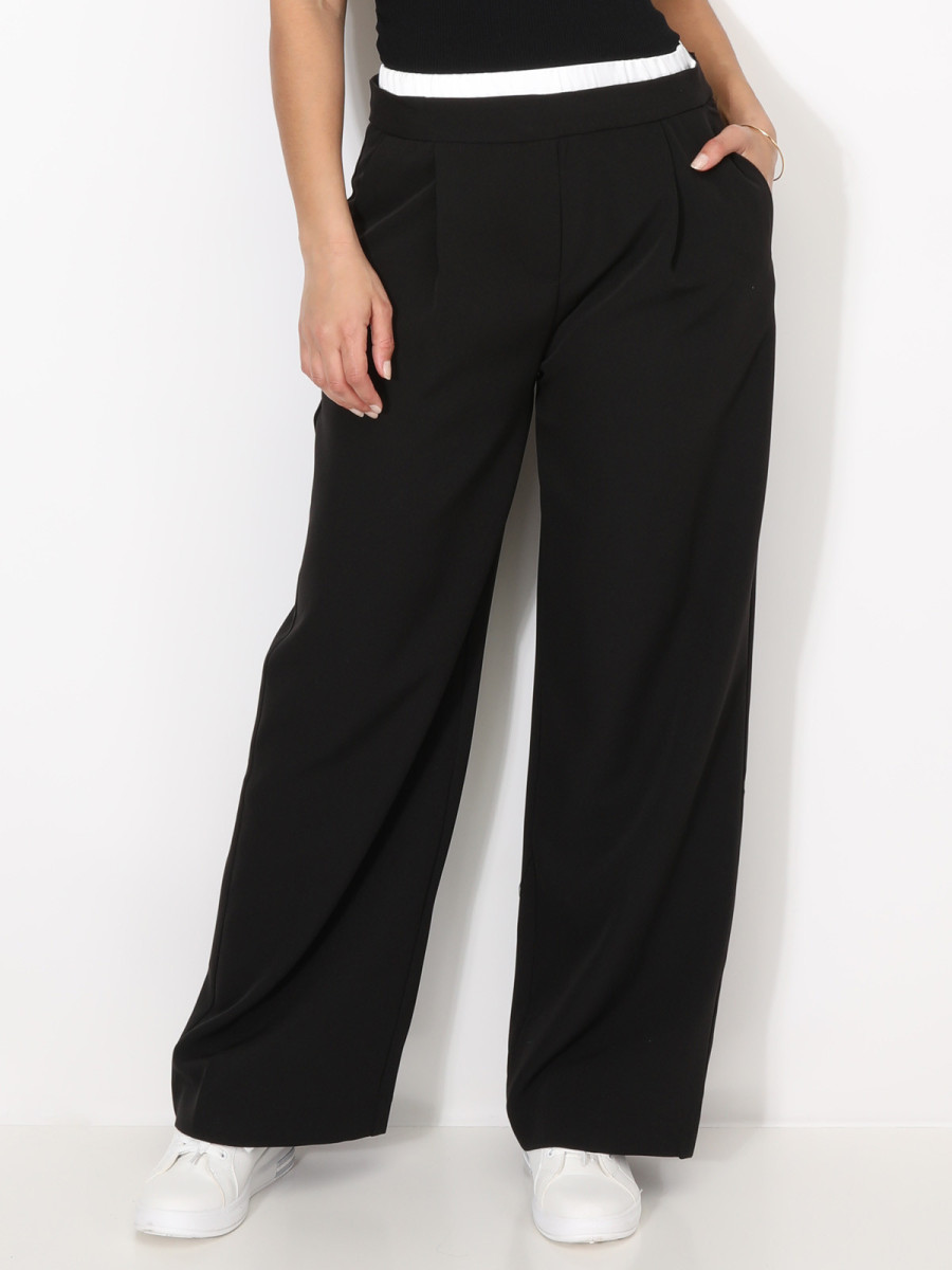 Pantalon de costume à taille contrastante