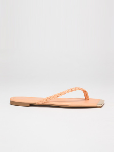 Tongs saumon à bout carré avec détail doré