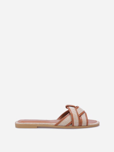 Mules à brides bi-matières entrecroisées