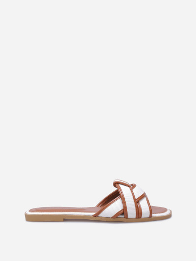 Mules à brides bi-matières entrecroisées