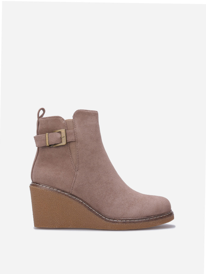 Bottines compensées en suédine