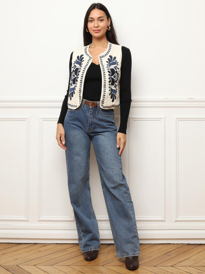 Gilet sans manches à broderies
