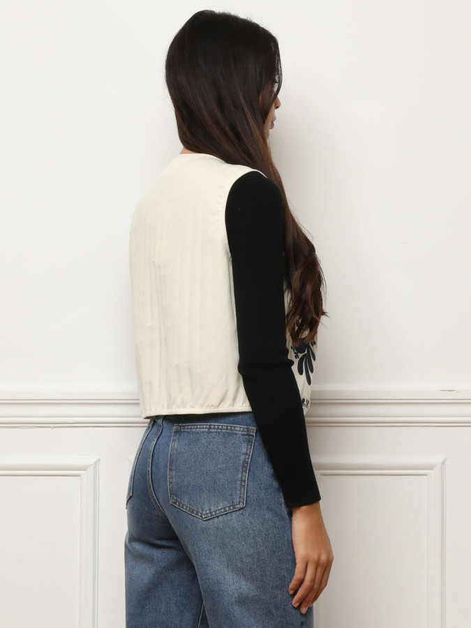 Gilet sans manches à broderies