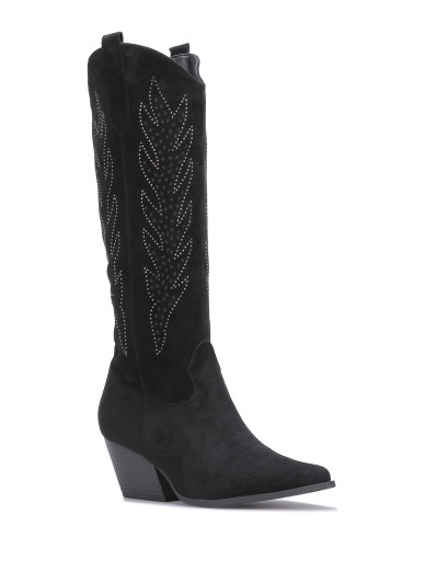 Bottes santiags en suédine à strass