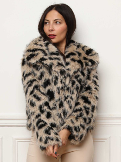 Manteau en fausse fourrure à imprimé animal
