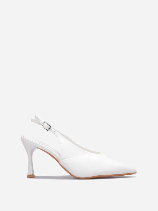 CASTAMERE Women Needle High Heel Heel Platform Open Toe Slingback Sandals Slip-on Wedding Party Clear Dress 13CM Heels, white