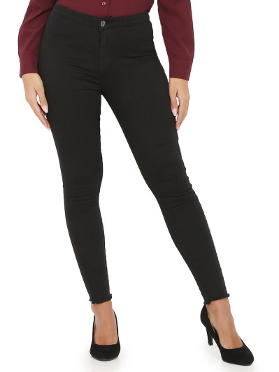 Jeans slim noir effiloché aux chevilles