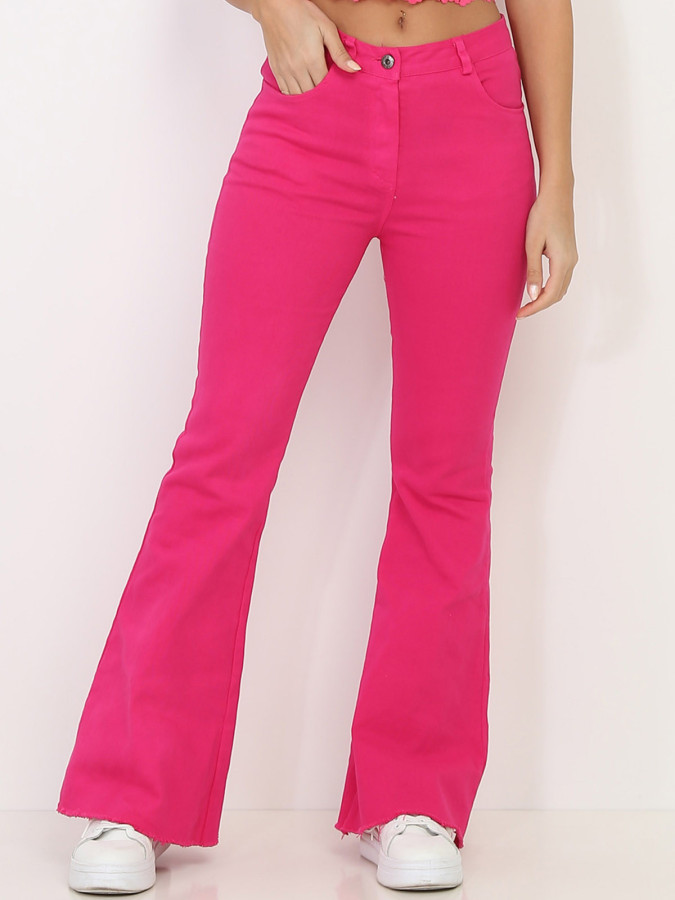 Jeans flare  fuchsia stretch