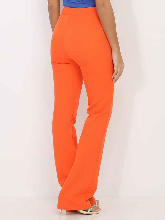Pantalon flare orange à taille haute