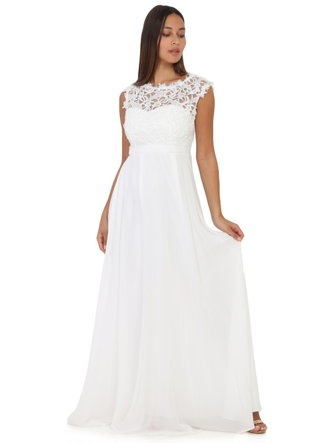 Robe longue blanche à dentelle