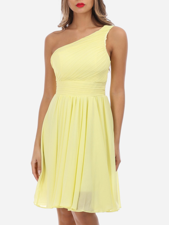 Robe jaune drapée asymétrique