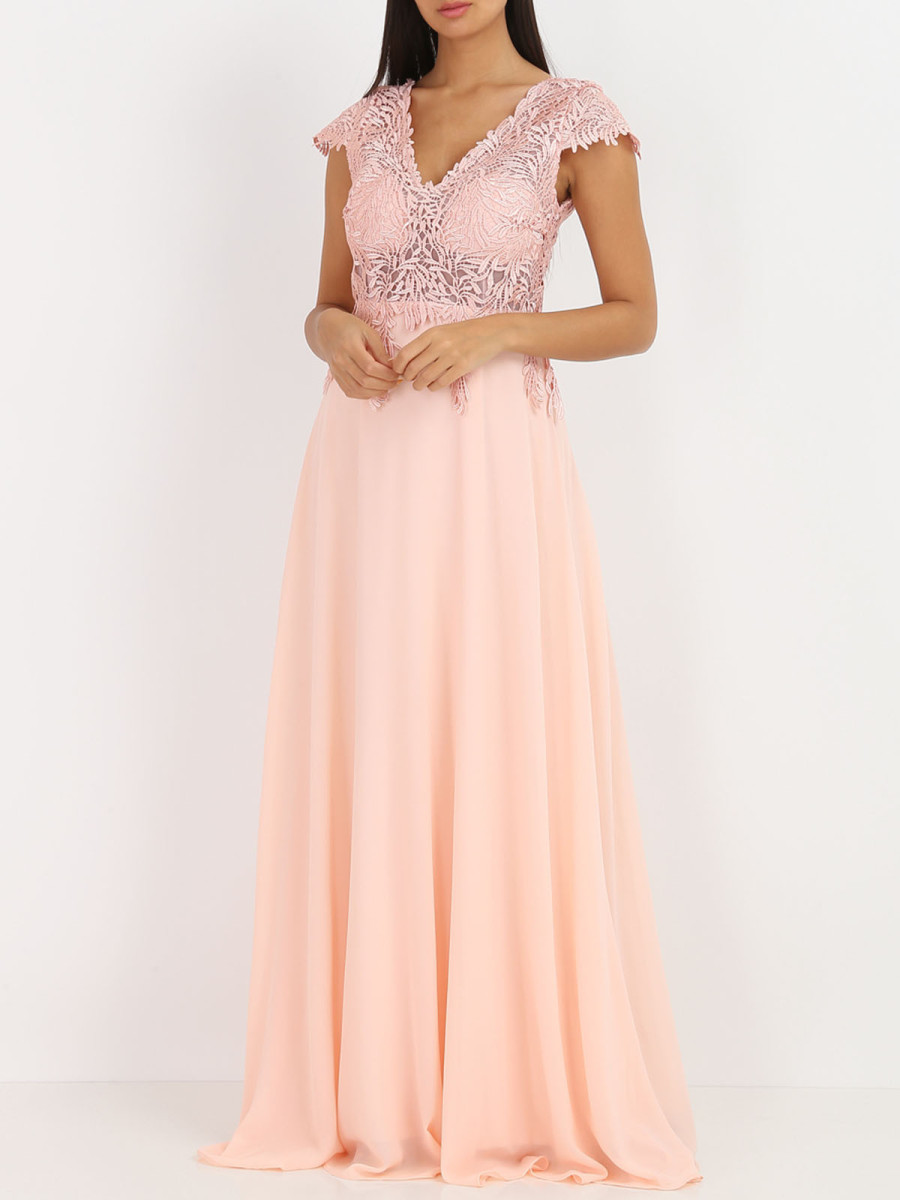 Robe longue rose dos nu à dentelle Robe longue rose dos nu à dentelle