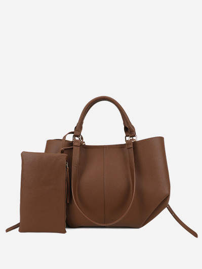 Sac cabas souple en simili marron foncé