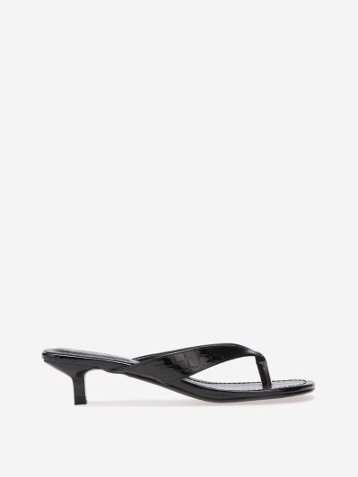 Tongs noires vernies kitten heel
