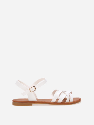 Sandales spartiates plates blanches