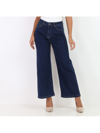 Jeans bleu "wide leg" à taille haute