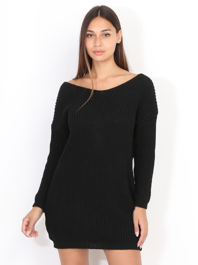 Robe pull noire effet torsadé femme pas cher la modeuse
