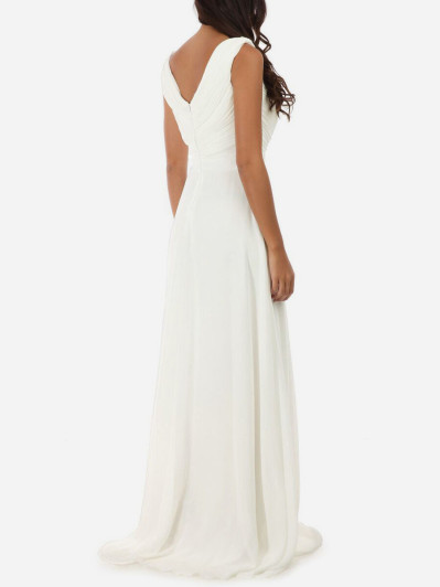 Robe longue drapée blanche avec fente