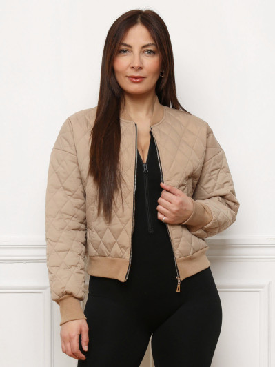 Bomber court camel matelassé
