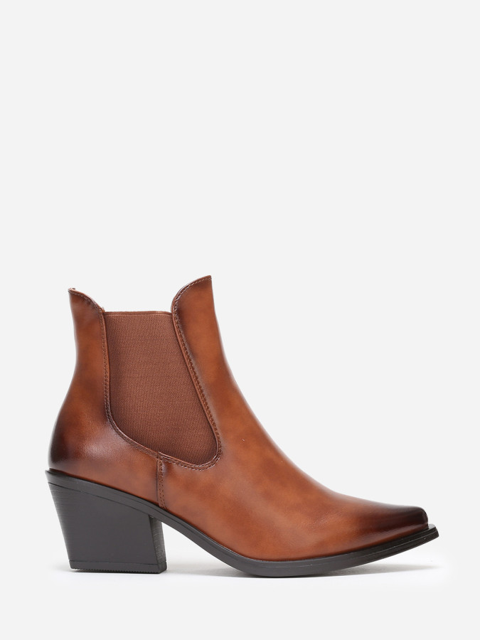 Bottines chelsea camel à bout pointu